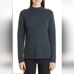 Vince Ribbed Mock Neck Sweater - Charcoal Blue